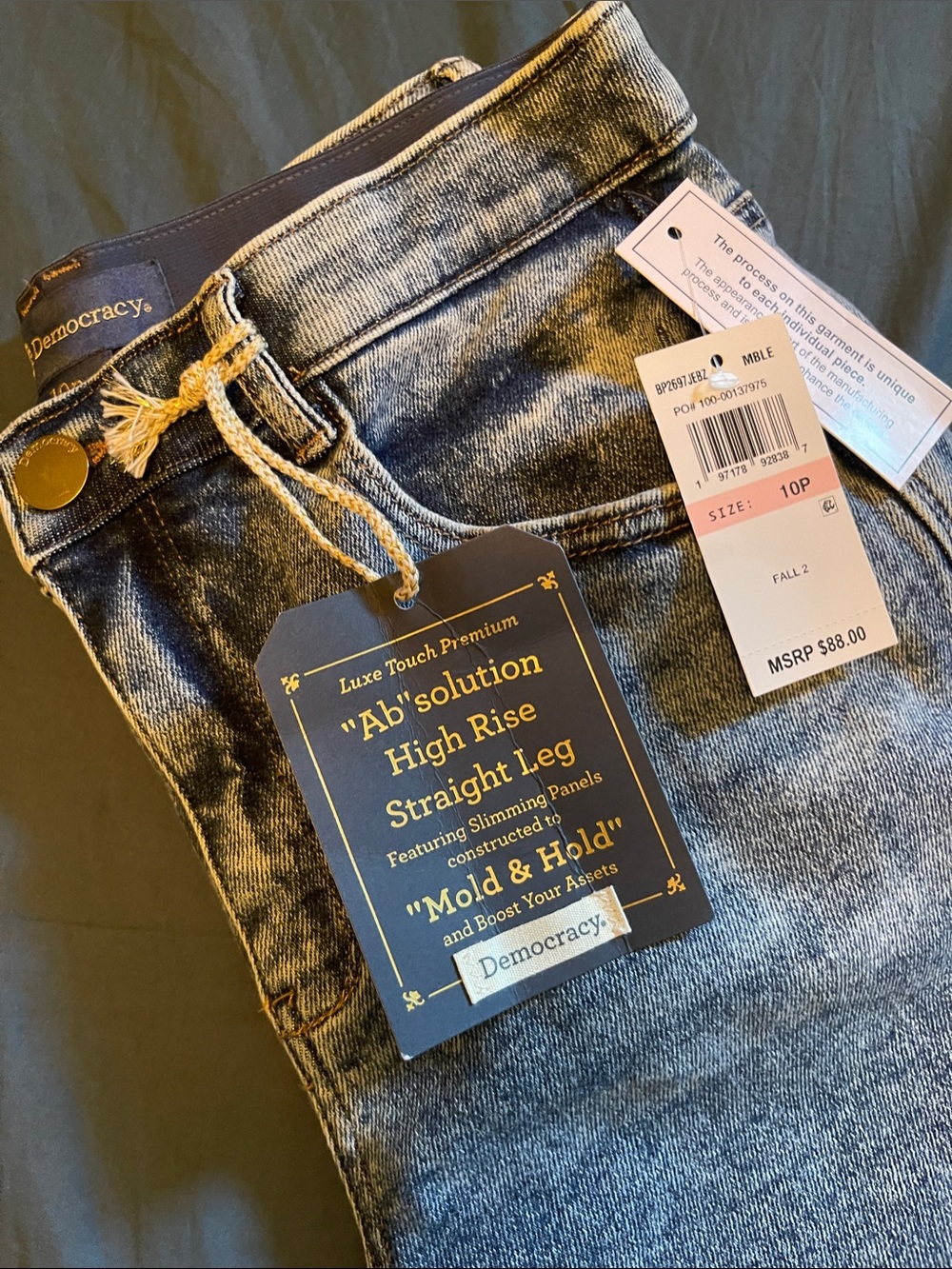 Democracy High-Rise Straight Leg Jeans - Black & Gray Wash